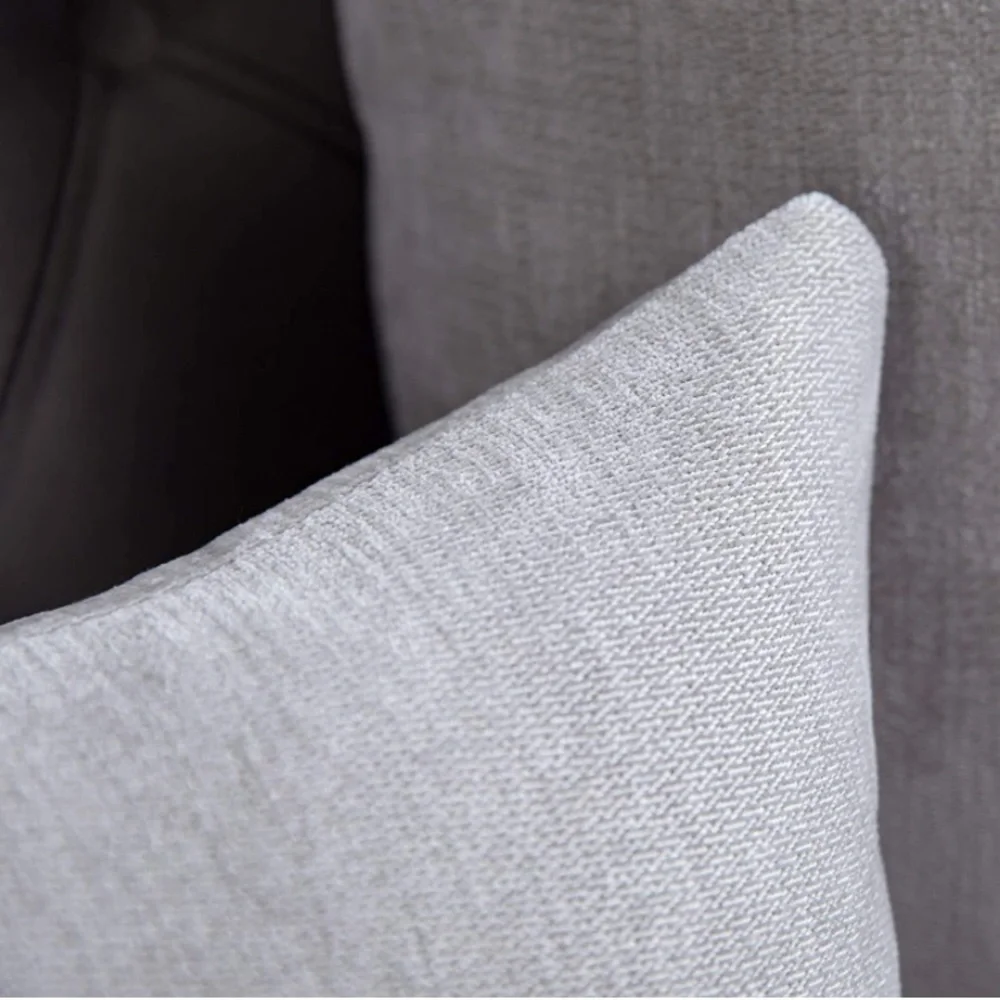 Luxury Home | Chic Light Grey Soft Chenille Textured Lumbar Throw Pillow Covers